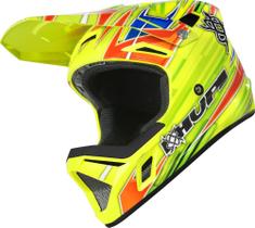 Capacete Bike Ciclismo Full Face DH XC Enduro HUPI DH-3 Amarelo Neon