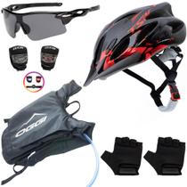 Capacete Bike Ciclismo + Mochila De Hidratação + Pisca + Óculos + Luvas