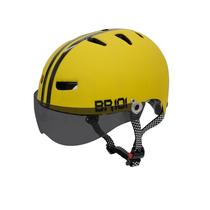 Capacete Bike Ciclismo Skate Patins Patinete Profissional Amarelo Fosco Viseira Fume