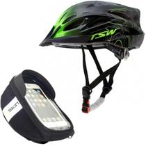 Capacete Bike Ciclismo Tsw Adulto Tamanho Regulável + Porta Celular e Acessórios