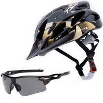 Capacete Bike Tsw Ciclismo Mtb Com Sinalizador De Led Leve E Resistente + Óculos Esporte