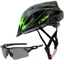 Capacete Bike Tsw Ciclismo Mtb Com Sinalizador De Led Leve E Resistente + Óculos Esporte Capacete Bike Tsw Ciclismo Mtb Com Sinalizador De Led Leve E Resistente + Óculos Esporte