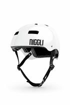 Capacete branco fita preta pro brilho niggli