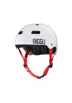 Capacete branco fita vermelha pro brilho niggli