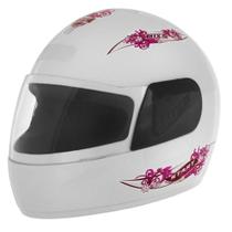 Capacete Branco Moto Fechado Mixs Start For Girls Pro Tork Tam.58
