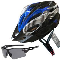 Capacete Ciclismo Bicicleta Com Sinalizador De Led + Óculos Proteção - Genesi / Deko
