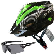 Capacete Ciclismo Bicicleta Com Sinalizador De Led + Óculos Proteção