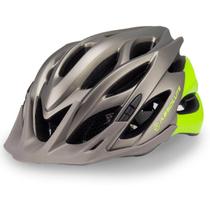 Capacete Ciclismo Bike Absolute Wild Led Cinza Titânio Verde