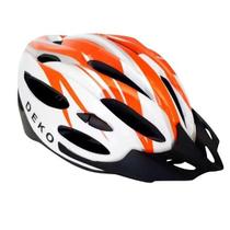 Capacete Ciclismo Bike Bicicleta Mtb Pisca Led Branco Laranja Deko