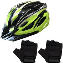 Capacete Ciclismo Com Sinalizador De Led Leve E Resistente Bicicleta Adulto Bike + Par de Luvas