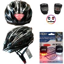 Capacete Ciclismo Com Sinalizador De Led Leve Resistente Bicicleta Adulto Bike + Par De Sinalizador - Gts / Deko