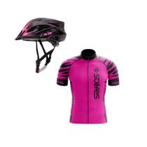 Capacete Ciclismo Feminino Tsw e Camisa Bike Proteção UV