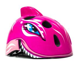 Capacete Ciclismo Infantil Absolute Tubarão Rosa Tamanho 49-53cm