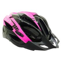 Capacete Ciclismo Mtb Bike Bicicleta Led Sinalizador Rosa Pisca