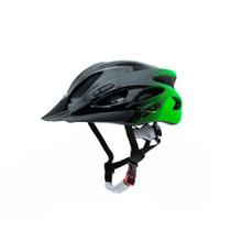 Capacete ciclismo mtb raptor tsw preto/cinza/verde com led - tam m
