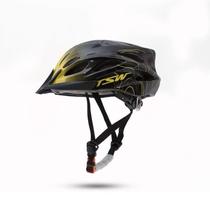 Capacete Ciclismo Raptor 3 Mtb Com Sinalizador Traseiro Tam M 54 a 58cm Preto e Amarelo Tsw