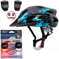 Capacete Ciclismo Tsw Bike Mtb Com Sinalizador De Led Leve E Resistente + Par De Sinalizador