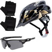 Capacete Ciclismo Tsw Bike Mtb Com Sinalizador De Led + Óculos Esporte + Par De Luvas Capacete Ciclismo Tsw Bike Mtb Com Sinalizador De Led + Óculos Esporte + Par De Luvas