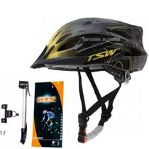 Capacete Ciclismo Tsw Bike Mtb + Mini Bomba + Suporte