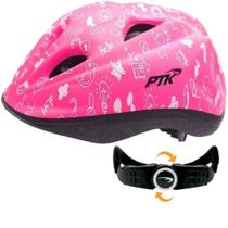 Capacete Ciclista Diversão Rosa e Branco Com regulador - PTK