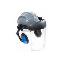 Capacete Com Abafador+Viseira Plastcor Cinza Capacete Com Abafador+Viseira Plastcor Cinza