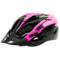 Capacete Com Sinalizador Led Ciclismo Mtb Rosa Preto Deko Capacete Com Sinalizador Led Ciclismo Mtb Rosa Preto Deko