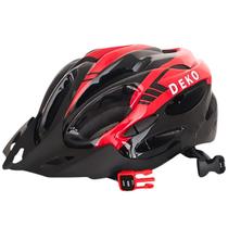Capacete Com Sinalizador Led Ciclismo Mtb Vermelho Preto Deko