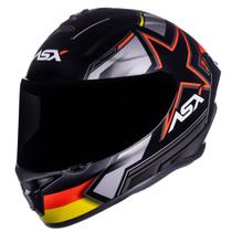 Capacete Com Viseira Cristal ASX Draken Pilot Fosco Preto Vermelho Amarelo Masculino Fechado Motociclista Leve Moderno