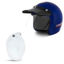 Capacete Compact + Viseira Bubble Azul Tam 58