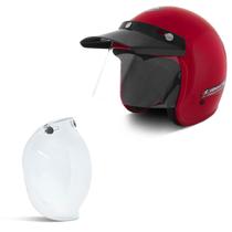 Capacete Compact + Viseira Bubble Vermelho Tam 58