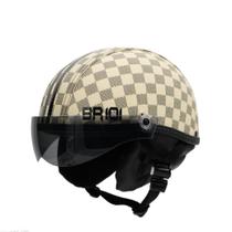 Capacete Coquinho Br 101 Xadrez Bege Vision Fume G