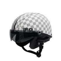 Capacete Coquinho Br 101 Xadrez Branco Vision Fume G