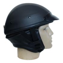 Capacete Coquinho Couro Preto Scooter Elétrica Moto ccc003