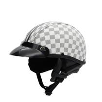 Capacete Coquinho Scooter Moto Elétrica Bike Xadrez Couro