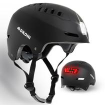 Capacete de bicicleta DKONI com luzes LED USB recarregável preto