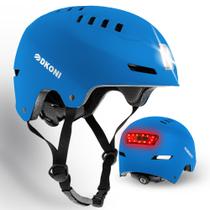 Capacete de bicicleta DKONI Smart com LED recarregável USB azul claro