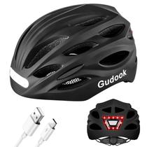 Capacete de bicicleta Gudook com luz recarregável USB para adulto