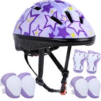 Capacete de bicicleta infantil Asslen Star ajustável de 3 a 8 anos com almofadas roxas Capacete de bicicleta infantil Asslen Star ajustável de 3 a 8 anos com almofadas roxas