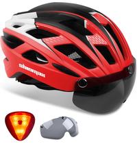 Capacete de bicicleta Shinmax SM-T69 com óculos e luz LED para adulto