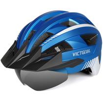 Capacete de Bicicleta VICTGOAL VG110 com Óculos e Luz LED - Azul Metálico