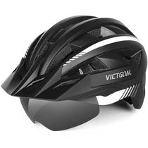 Capacete de Bicicleta VICTGOAL VG110 com Óculos e Luz LED - Preto e Branco