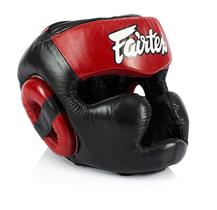 Capacete de Boxe Fairtex HG13 - Couro Genuíno Preto/Vermelho