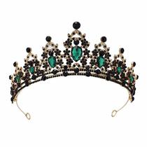 Capacete de casamento com coroa de tiara de strass em estilo barroco