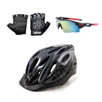 Capacete de Ciclismo MTB Atrio C/ Luz Led + Par de Luvas de Ciclismo