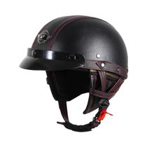 Capacete De Couro Retrô Para Motocicleta Estilo Piloto Meio Rosto Para Motociclistas Chopper Biker