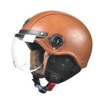 Capacete De Couro Vintage Para Motocicleta Masculino Com Viseira Harley, Boné De Segurança Retrô