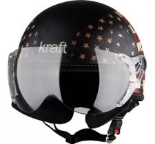 Capacete De Moto Aberto Harley Kraft Plus Custom Premium USA Preto Fosco