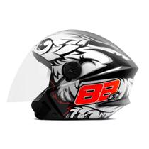 Capacete de Moto Aberto New Liberty Three GP 88 Brilhante Tam 60 ABS Injetado CAP-756PT ProTork Capacete de Moto Aberto New Liberty Three GP 88 Brilhante Tam 60 ABS Injetado CAP-756PT ProTork