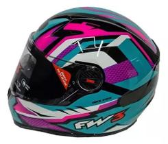 Capacete De Moto Fw3 Gtn Fox Rosa/azul Feminino Exclusivo