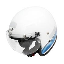 Capacete de Moto Retro Old School Kraft Premium Lancamento Race Branco Azul